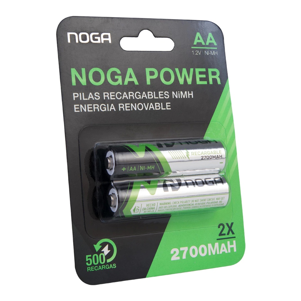 Blíster de 2 pilas AA Noganet NP-AAM 2.7B recargables 2700 mAh
