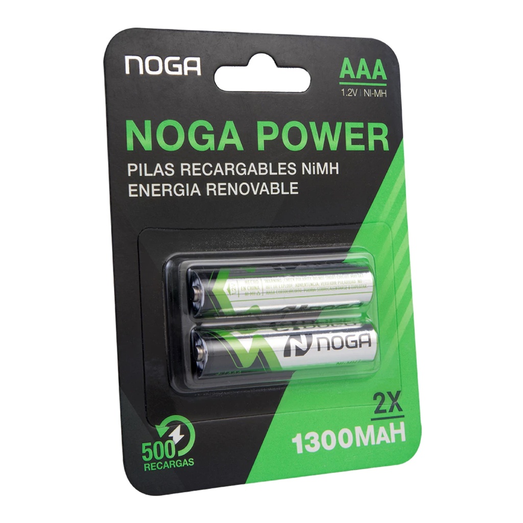 Blíster de 2 pilas AAA Noganet NP-AAAM 1.3B recargables 1300 mAh