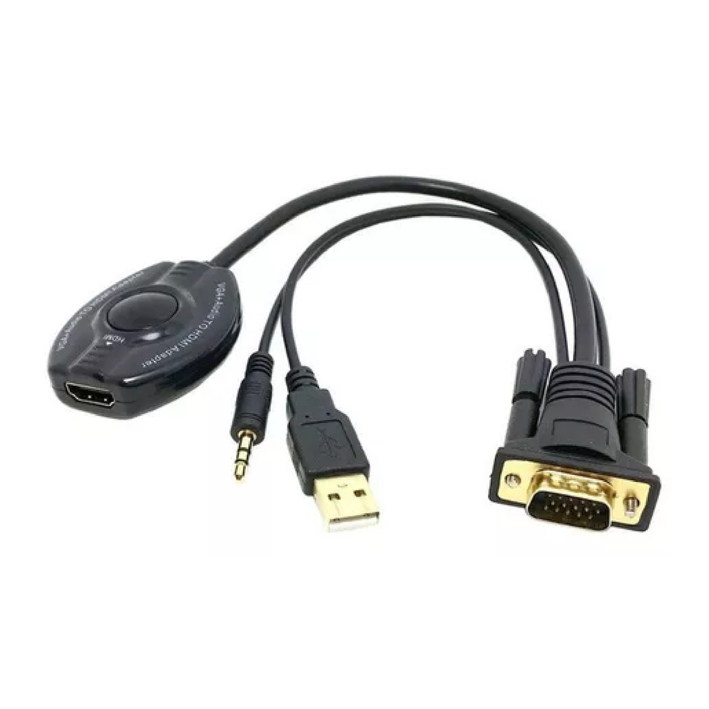 Conversor VGA (M) a HDMI (H) + Salida de audio y entrada de alimentación Netmak NM-C63