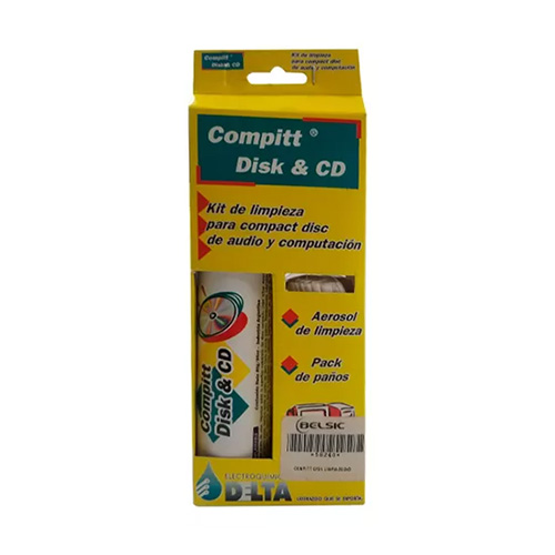 Kit de limpieza Compitt Disk & CD Delta | Aerosol de limpieza y pack paños