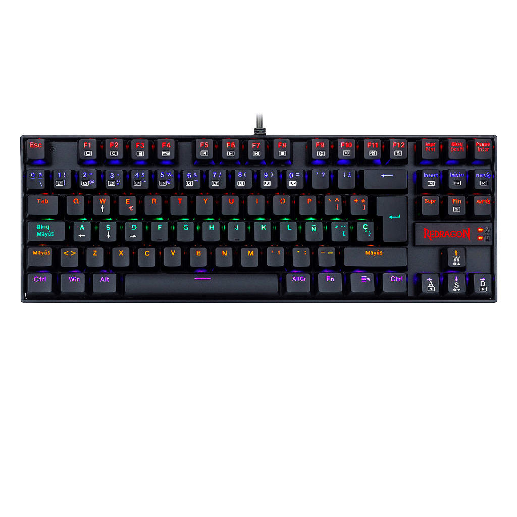 Teclado REDRAGON K552 BLACK KUMARA RAINBOW TIPO RGB SWICH DUST-PROOF RED MECANICO LATINO (K552-KR) (6950376704962)