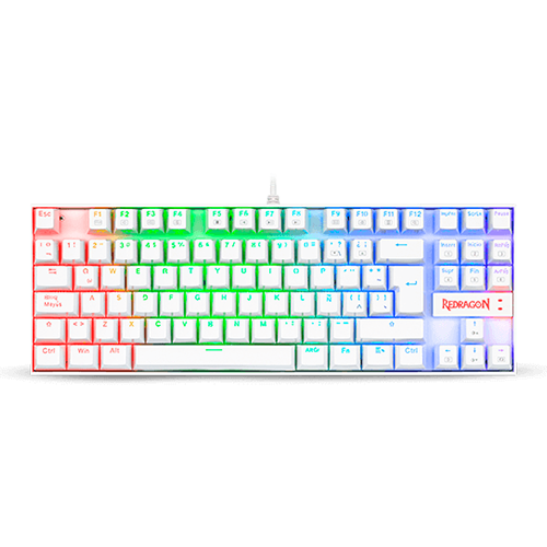 Teclado REDRAGON K552W KUMARA WHITE TIPO RGB SWICH DUST PROOF RED MECANICO LATINO (K552W-KR) (6950376704979)