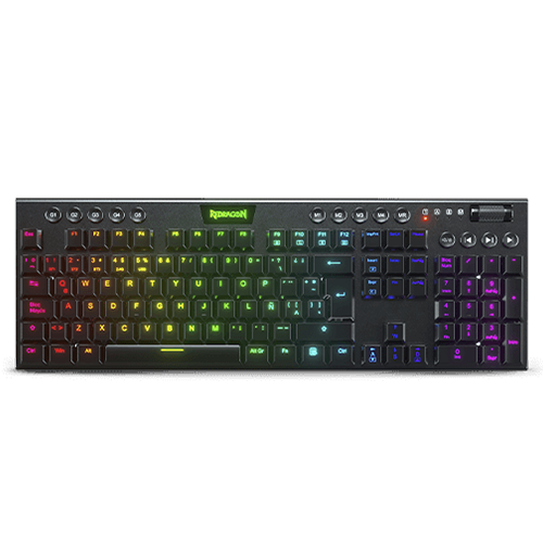 Teclado REDRAGON K618 HORUS BLACK TIPO USB-WIRELESS RGB MECANICO LATINO SWITCH DUST-PROOF RED (K618-RGB) (6950376709714)