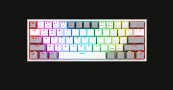 Teclado REDRAGON K616 FIZZ PRO WHITE-GREY TIPO WIRELESS Y USB RGB MECANICO LATINO SWITCH RED (K616-RGB) (6950376714381)