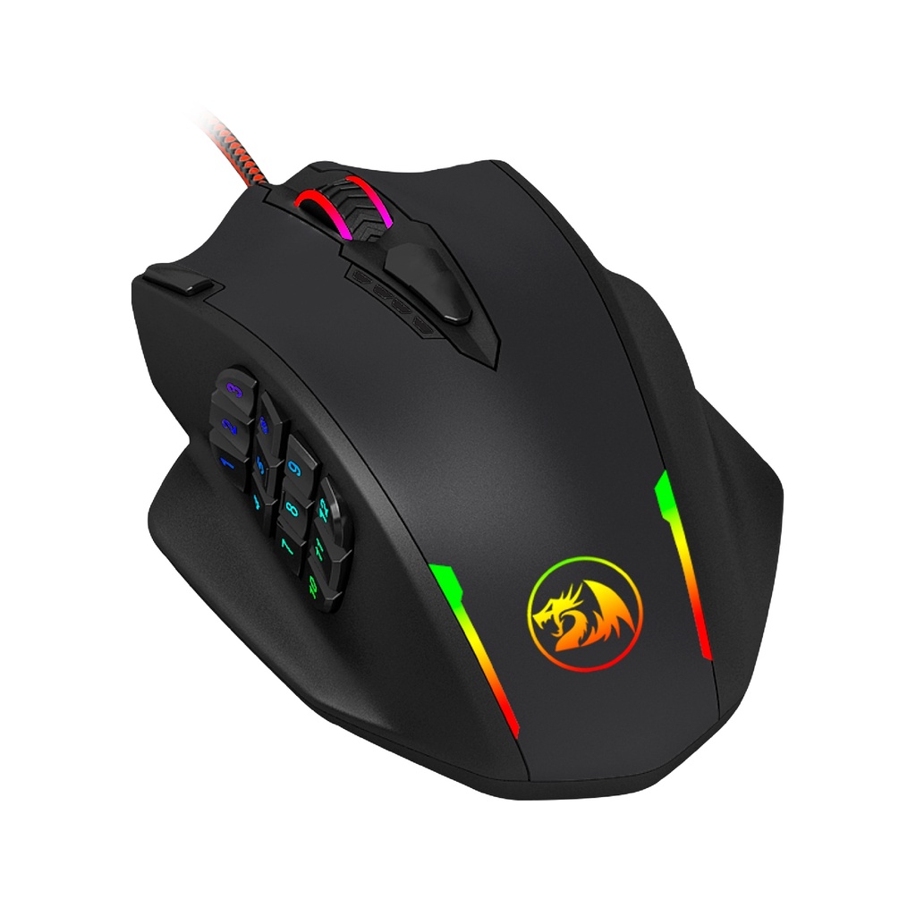 Mouses  REDRAGON M908 IMPACT BLACK 18 BOTONES 12400DPI (M908) (6950376783226)