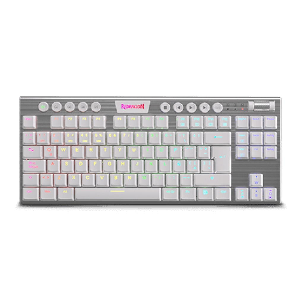 Teclado REDRAGON K621 HORUS TKL WHITE TIPO RGB WIRELESS-USB SWICH RED MECANICO LATINO (K621W-RGB) (6950376713056)
