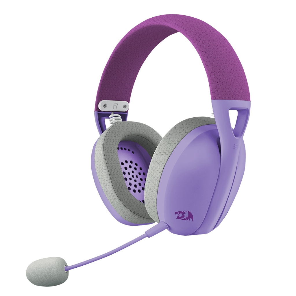 Auricular REDRAGON IRE PRO UTRA LIGHT CONNECTION WITH USB RECEIVER, BLUETOOTH AND CABLE WHITE-PURPLE (H848PL) (6950376719218)