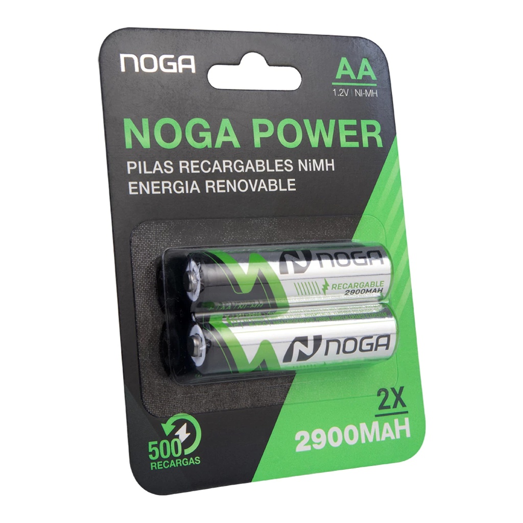 Blíster de 2 pilas AA Noganet NP-AAM 2.9B recargables 2900mAh