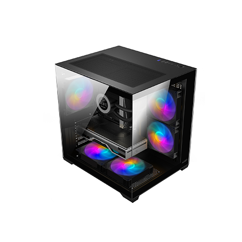 GABINETE SENTEY A5 BLACK (Ancho x Alto 275x 330) VIDRIO TEMPLADO LAT/ FRONT, 5FAN F-RGB 120MM, USB 3.0, M-ATX /ITX (GS-7900)