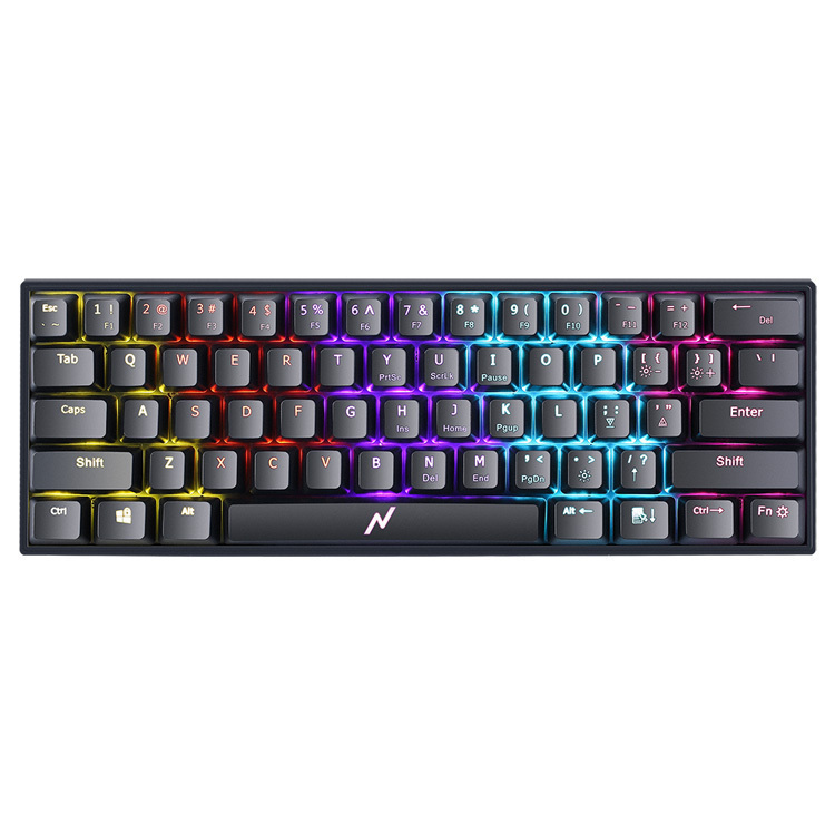 Teclado NOGANET MECANICO NEGRO AL 60 RGB MULTIMEDIA SWICH WHITE MX LATINO (NKB-67)