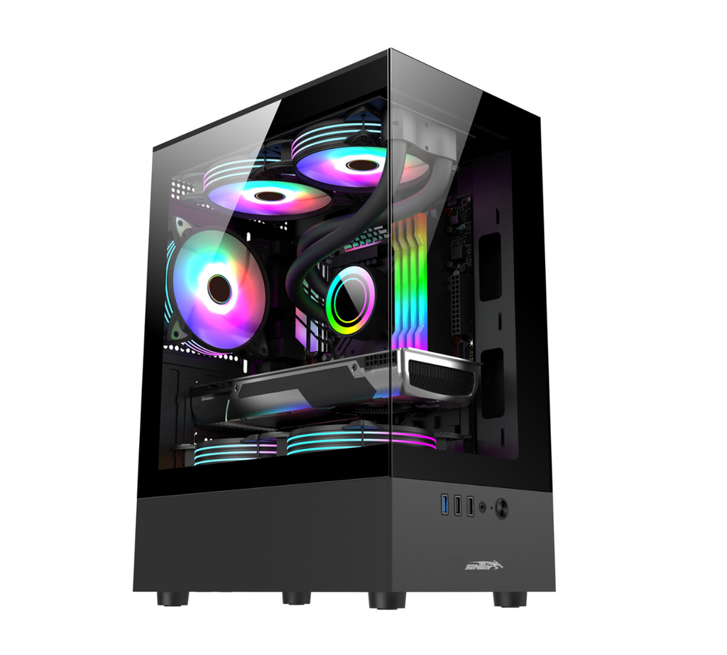 GABINETE SENTEY H10 NEGRO SIN/COOLER P/LATERAL Y FRONTAL DE ACRILICO H10 SIN COOLER (6100-SF)