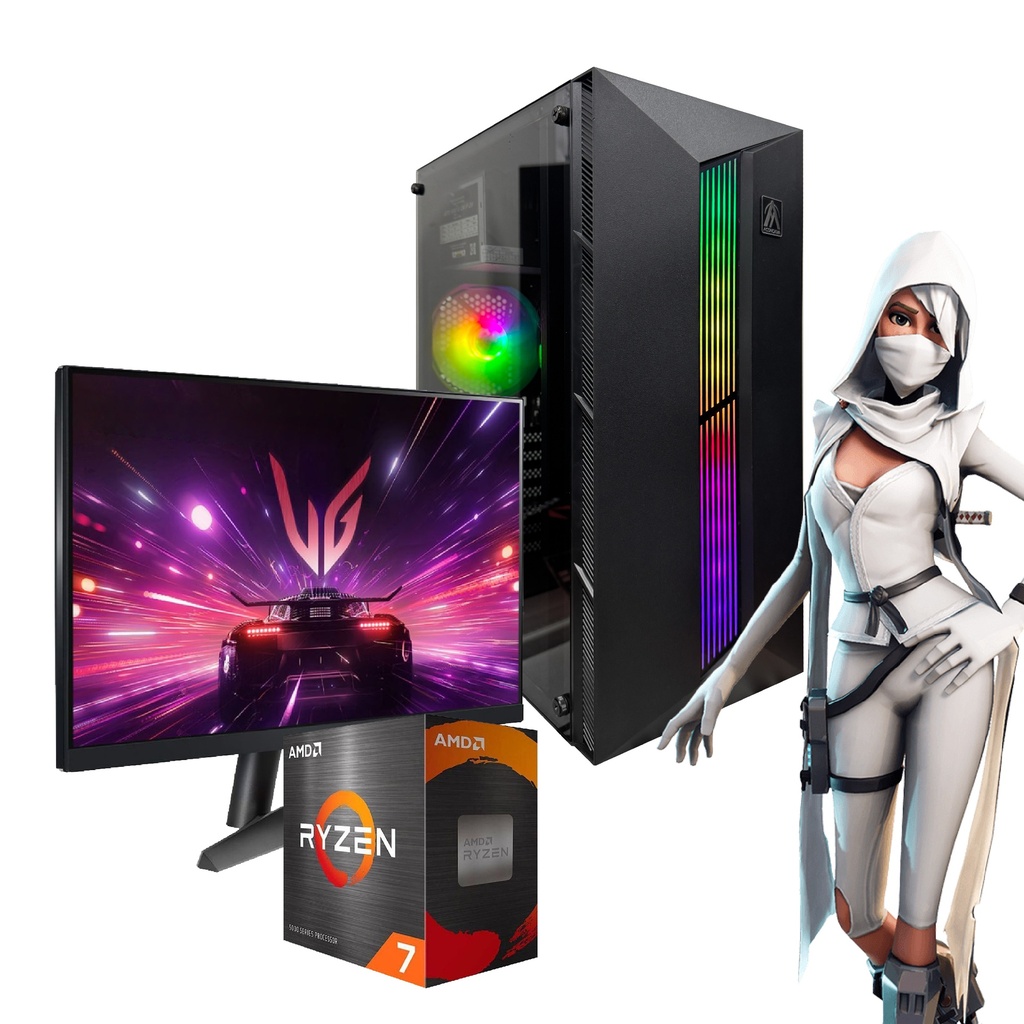 PC AMD 7 5700G 32GB 960GB WIFI RGB MONITOR 19