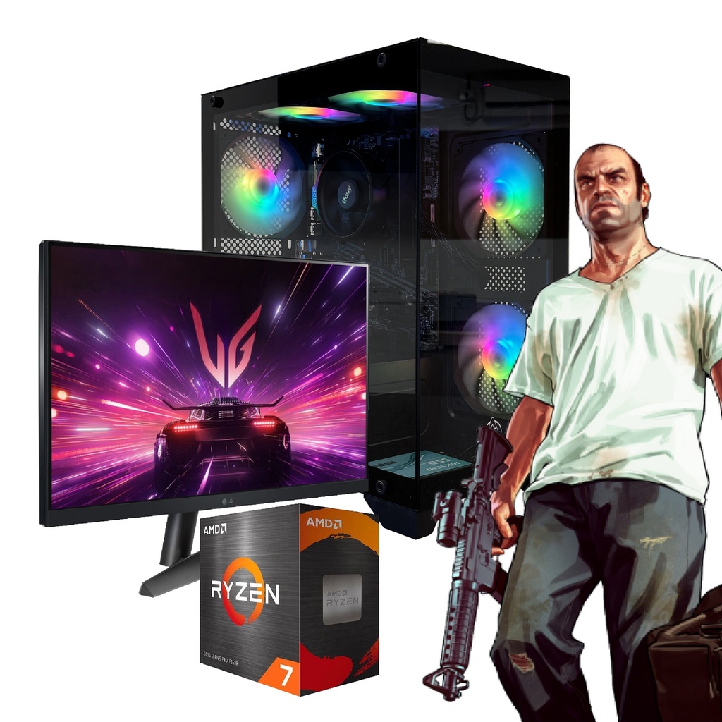 PC AMD 7 5700G 32GB 1TB WIFI RGB NEBULA MONITOR 19