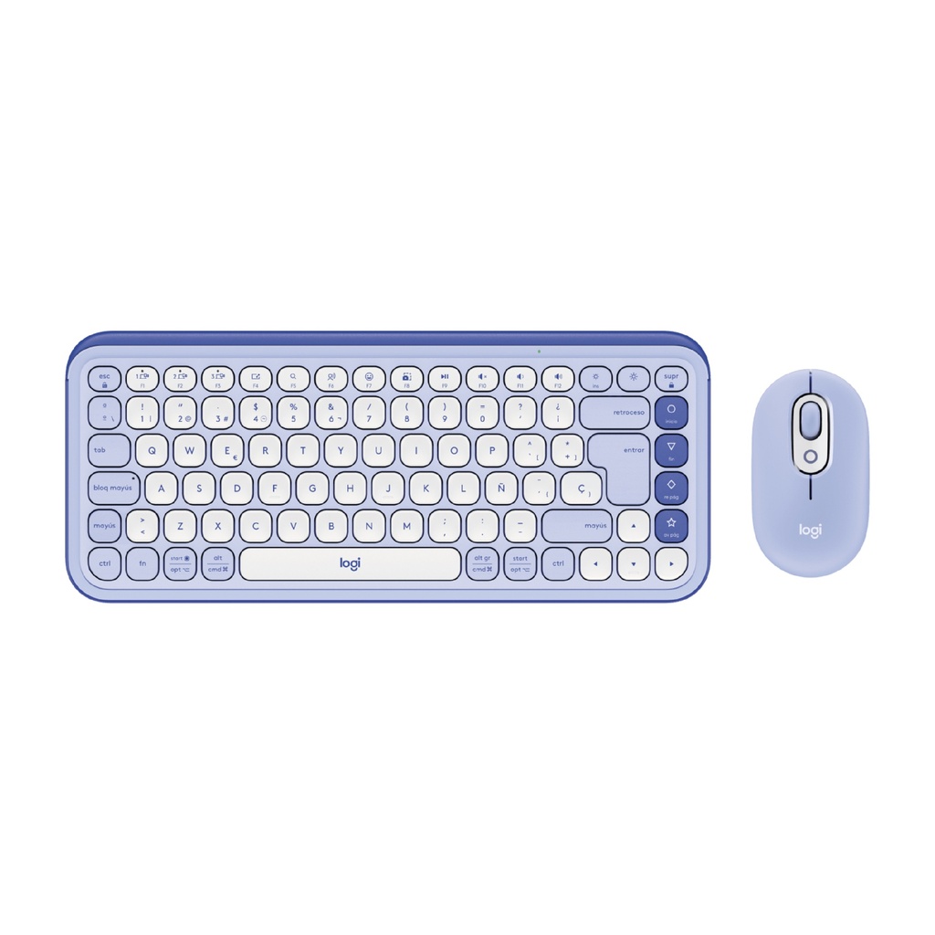 Kit de teclado y mouse Logitech Pop Icon Combo 920-013054 lila y blanco crudo